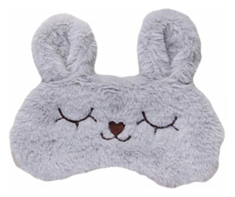 Masca pentru dormit sau calatorie, cu gel detasabil, Pufo Bunny, 20 cm, gri