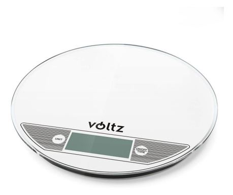 Кухненска везна Voltz V51651F, 5 кг, Стъкло, TARA, Кръгла, Бял
