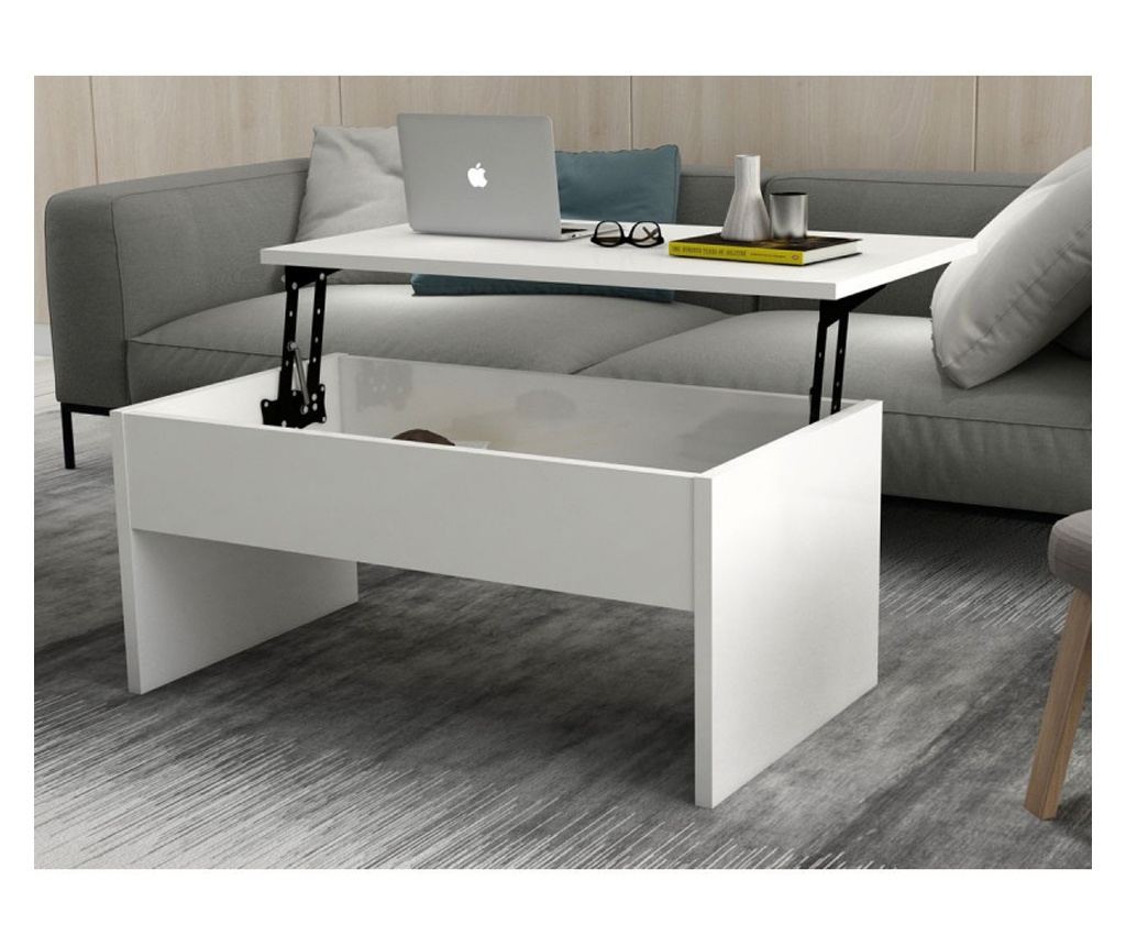 Furny Home Τραπεζάκι Σαλονιού 756FRN2815, 90x52 εκ., Επεκτεινόμενο, Λευκό - 2