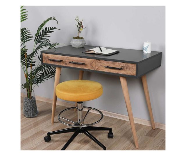 Бюро Kalune Design 854KLN1502, 105х55 см, 2 чекмеджета, Меламиново покритие,  Светлокафяв/черен