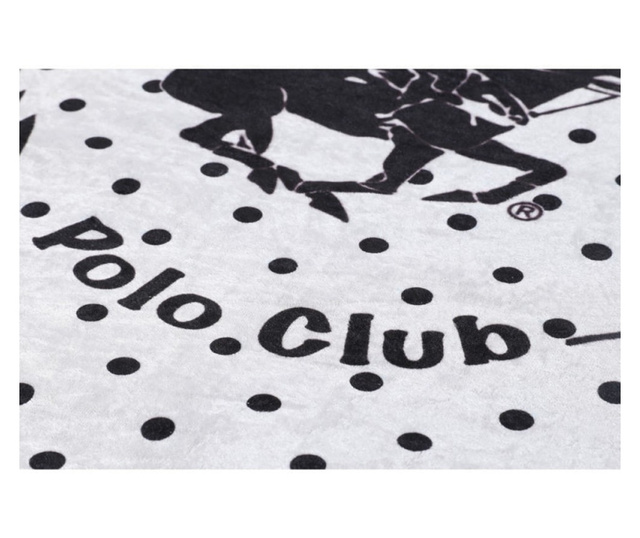 Covor Beverly Hills Polo Club 586BHP1124, 120 cm, catifea, poliester, 1000 g/mp2, antibacterian, alb/negru