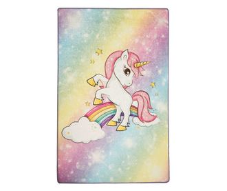 Covor Chilai Home 876CHL1074, 140x190 cm, fire de catifea antibacteriene, Galben/Roz