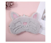 Masca pentru dormit sau calatorie, cu gel detasabil, Pufo Kitty, 20 cm, gri