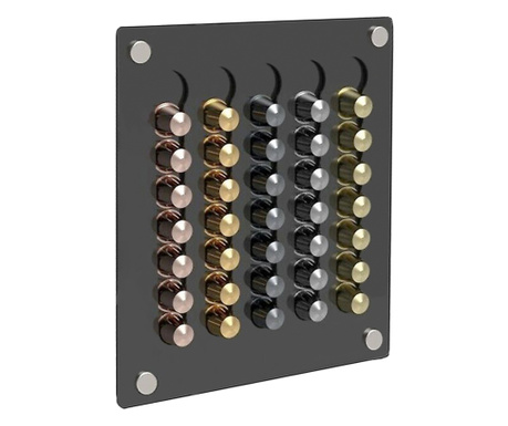 Suport magnetic pentru 35 capsule cafea, Quasar & Co., compatibil Nesspresso, acril, 30 x 35 cm, negru