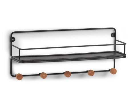 Cuier zeller-wood steel, metal/bambus, 45x11.8x18 cm, negru