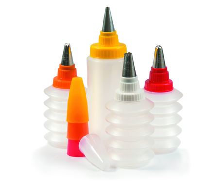 4 átlátszó műanyag díszítőpalack szett