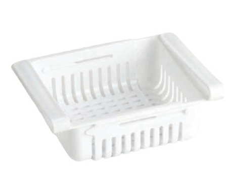 Zeller kihúzható hűtőszekrény szervező, műanyag, 20,5-28,5x16,5x7,5cm, fehér