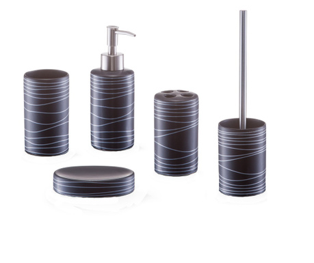 5 fürdőszobai kiegészítőből álló készlet Zeller, kerámia/rozsdamentes acél, fekete