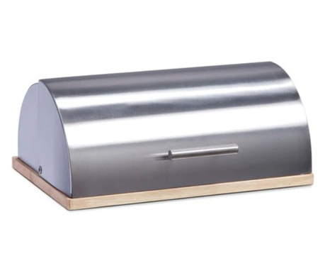 Zeller kenyértartó doboz, rozsdamentes acél/bambusz, 39x28x16 cm, ezüst/barna