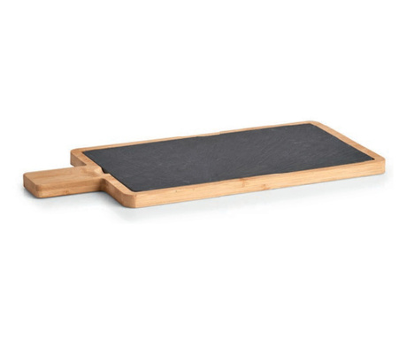 Zeller vágódeszka és tálaló tányér készlet, bambusz/kemény, 40x19x1,5 cm, barna/fekete