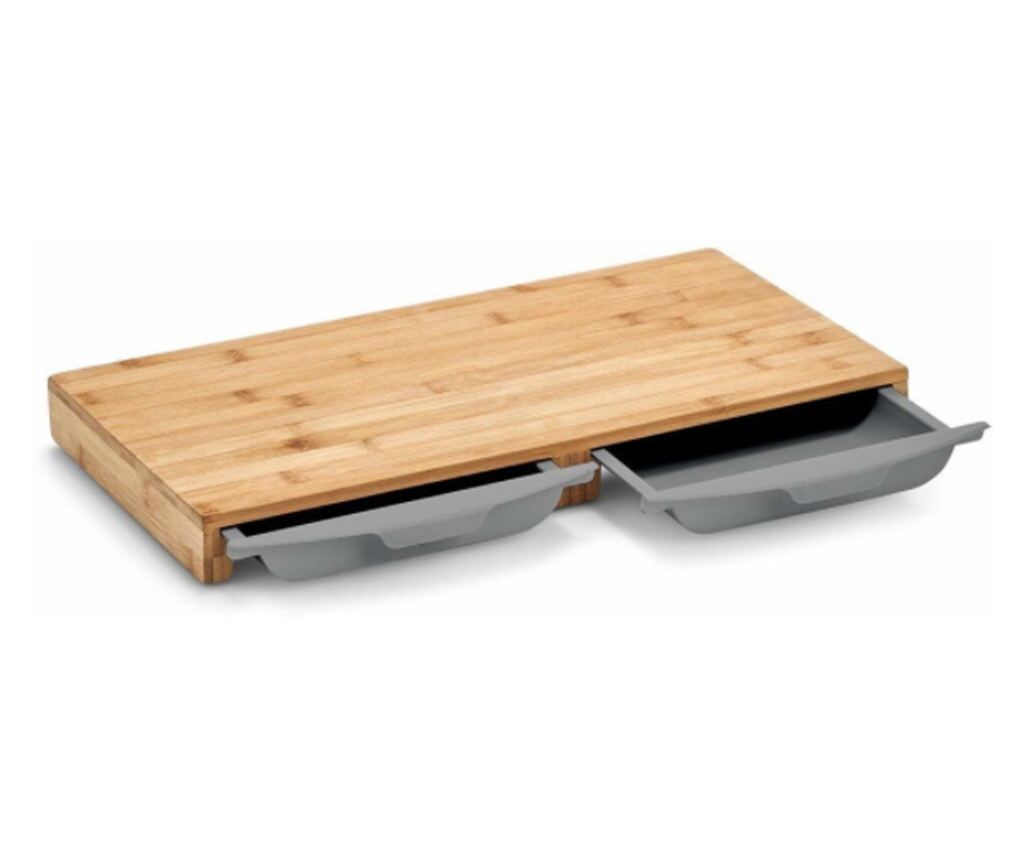 Zeller aprítógép kivehető tálcákkal, bambusz, 50x28.5x4.5 cm, barna/szürke - 3