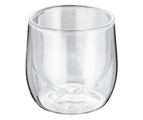 2 darabos pohárkészlet, boroszilikát üveg, 8x8x8 cm, átlátszó