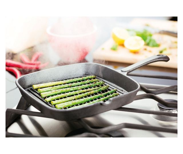 Tigaie grill Κριτής, γραμματοσειρά, 37x22x5 cm, negru