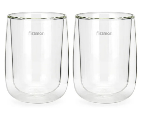 Zestaw 2 szklanek Fissman-Bonbon, szkło borokrzemowe, 8x11 cm, 350 ml, przezroczyste