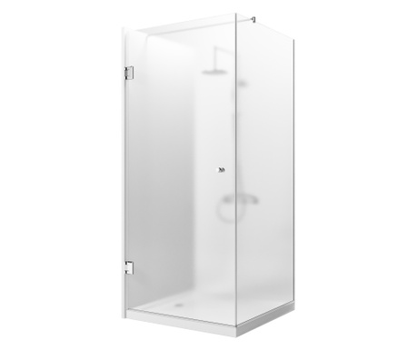 Cabina dus 90 de grade, (80x80)/200, sticla satinata securizata 8 mm, profil Aluminiu Lucios