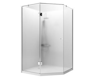 Cabina dus 135 de grade, (80x110)/200, sticla satinata securizata 8 mm, profil Aluminiu Lucios