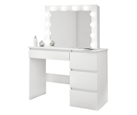 Тоалетка/грим, бяла, с огледало и светодиоди, Ирина, 94х43х141 см