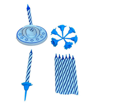 8 db-os születésnapi gyertya készlet Ibili-Flex, 6 cm, kék