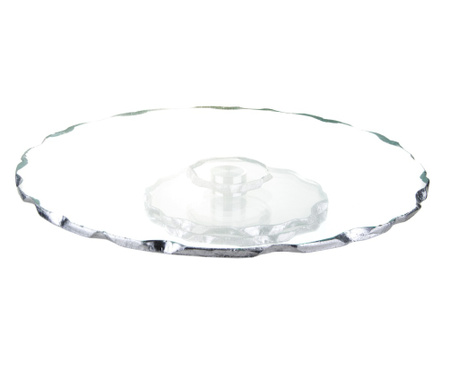 Platou sticla rotativ, margine argintie, 4,5x33 cm