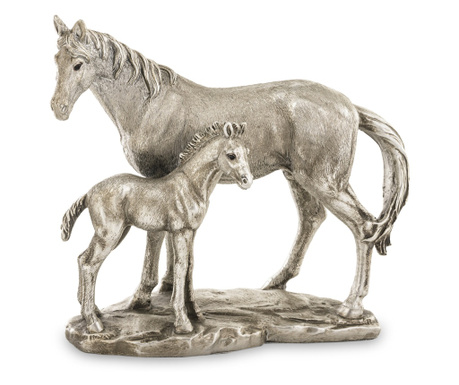 Decoratiune cai, argintiu, 18x20x8 cm
