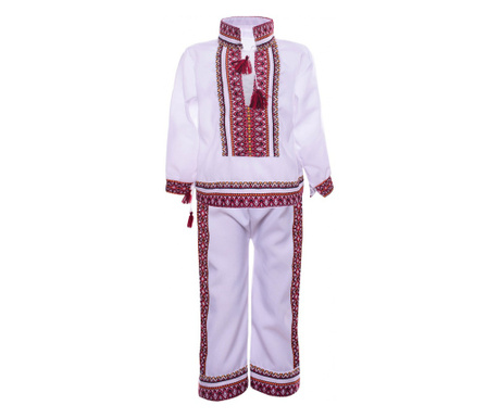 Costum Popular pentru baieti 2 piese, alb 116 6 ani