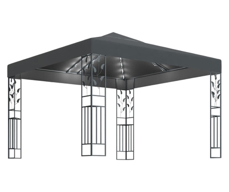 Pavilion cu șir de lumini, antracit, 3x3 m