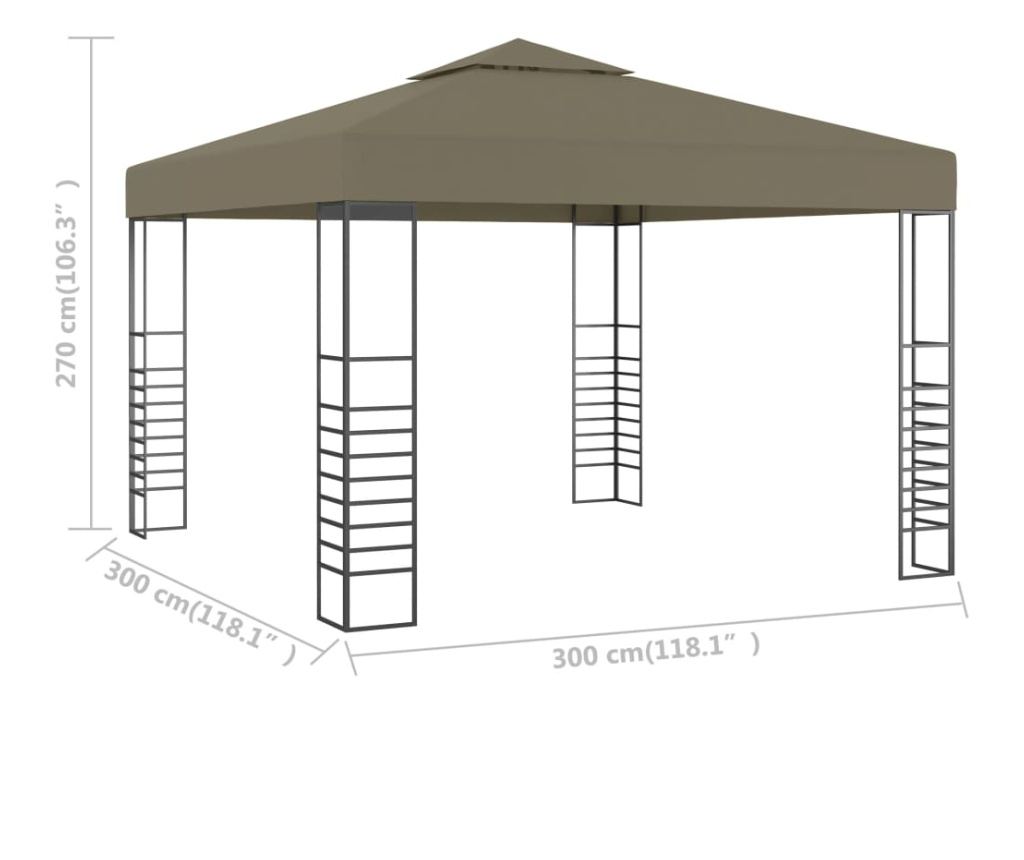 Vrtni paviljon, Taupe siva, 3 x 3 m, 180 g/m² - 5