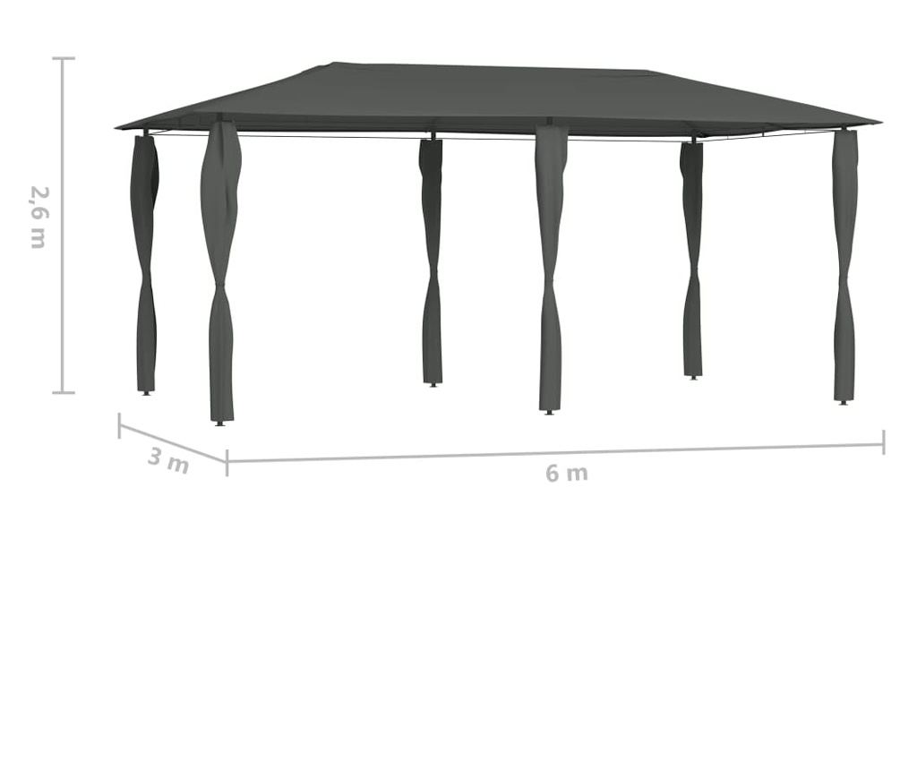 Градински павилион със стълбове, антрацит, 3x6x2,6 m, 160 g/m² - 4