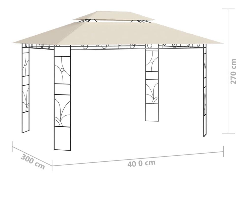 Павилион, кремав, 4x3x2,7 м, 160 г/м² - 6
