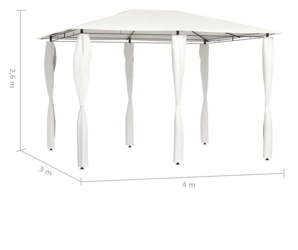 Градинска шатра със странични стени, кремава, 3x4x2,6 m, 160 g/m² - 4