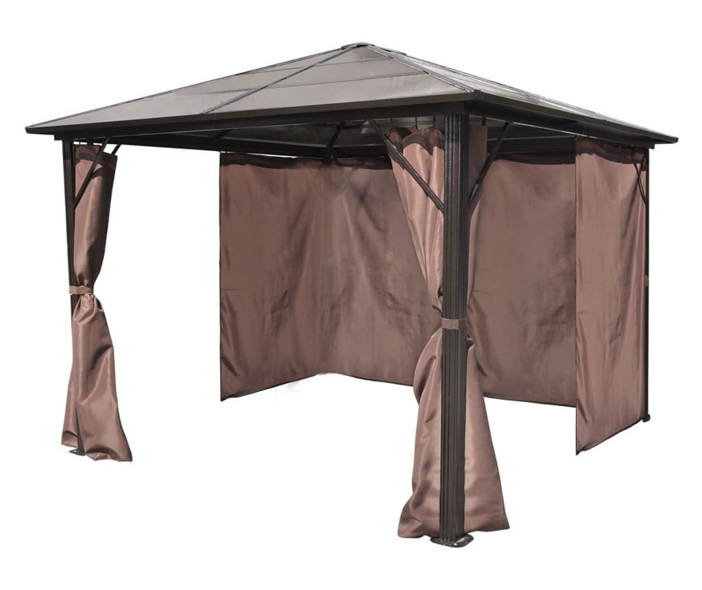 Κιόσκι με Κουρτίνα Καφέ 300 x 300 εκ. Αλουμινίου - 3