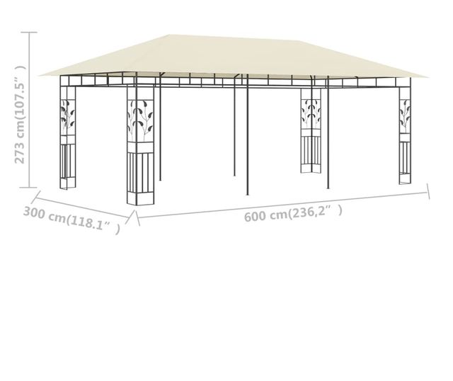 Κιόσκι με Κουνουπιέρα, Κρεμ, 6 x 3 x 2.73 μ.