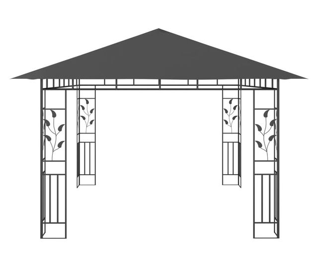 Κιόσκι με κουνουπιέρα, ανθρακί, 4 x 3 x 2.73 μ.