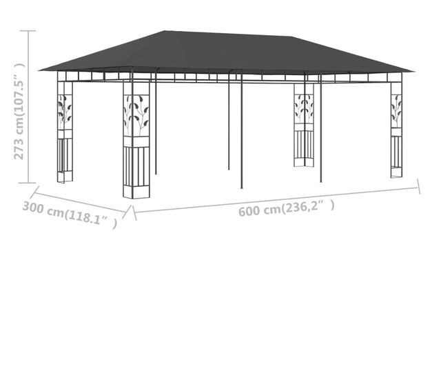 Κιόσκι με Κουνουπιέρα, Ανθρακί, 6 x 3 x 2.73 μ.