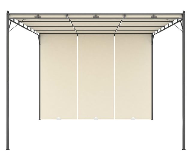 Κρεμ κιόσκι κήπου με πλαϊνή κουρτίνα, 4 x 3 x 2.25 μ.