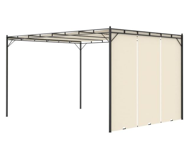Κρεμ κιόσκι κήπου με πλαϊνή κουρτίνα, 4 x 3 x 2.25 μ.