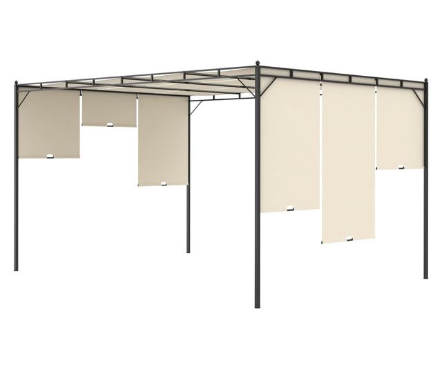 Κρεμ κιόσκι κήπου με πλαϊνή κουρτίνα, 4 x 3 x 2.25 μ.