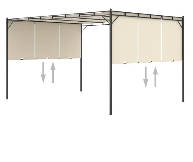 Κρεμ κιόσκι κήπου με πλαϊνή κουρτίνα, 4 x 3 x 2.25 μ.