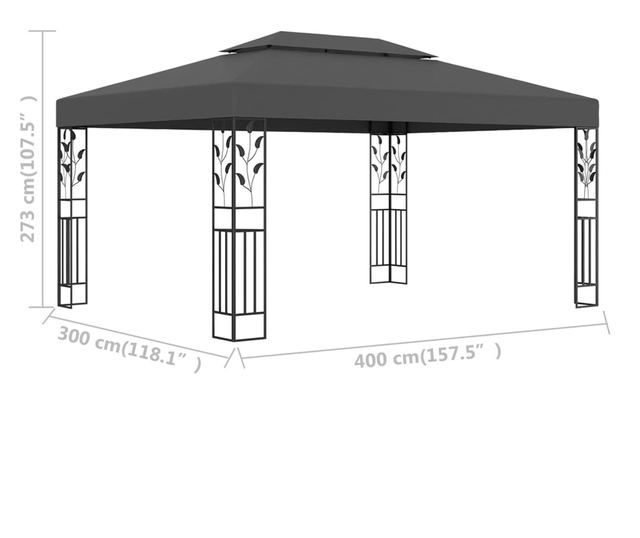 Διπλό κιόσκι οροφής, ανθρακί, 3 x 4 μ.