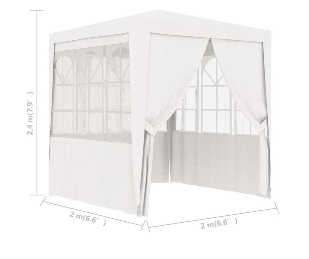 Професионална шатра за парти с бели стени, 2 x 2 m, 90 g/m² - 8