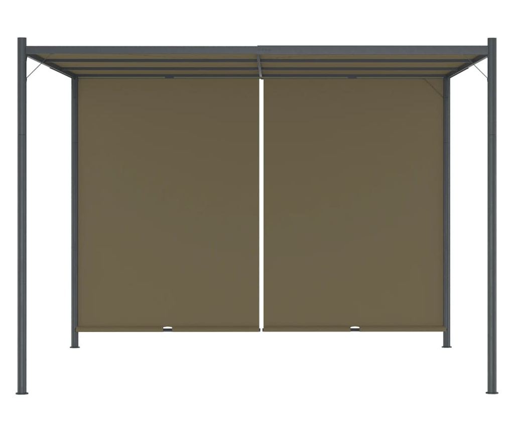 Vrtna pergola s sklopivim krovom u boji sivkasto smeđe 3x3m 180 g/m² - 2