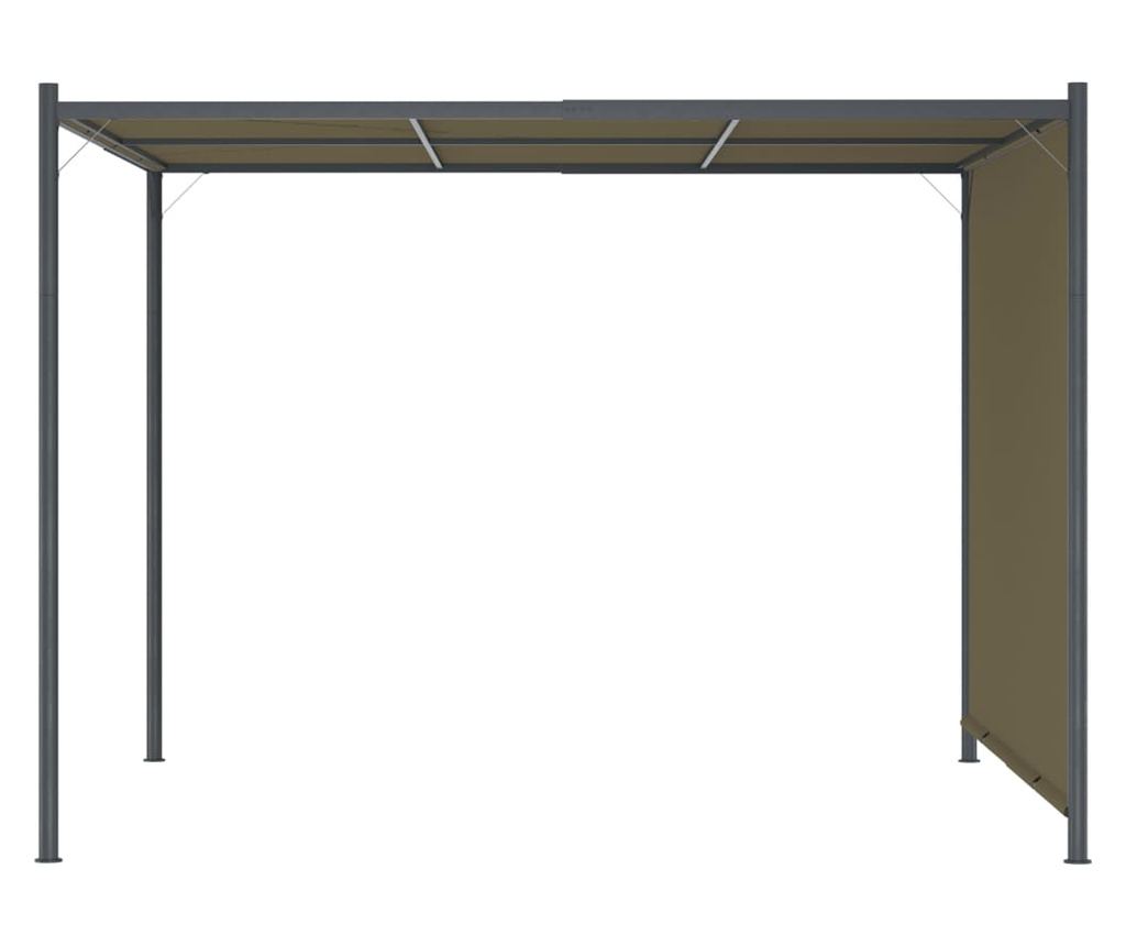 Vrtna pergola s sklopivim krovom u boji sivkasto smeđe 3x3m 180 g/m² - 3