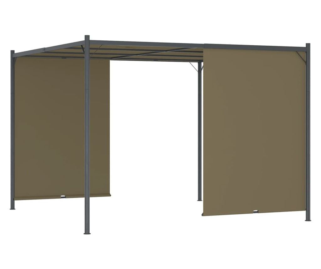 Vrtna pergola s sklopivim krovom u boji sivkasto smeđe 3x3m 180 g/m² - 4