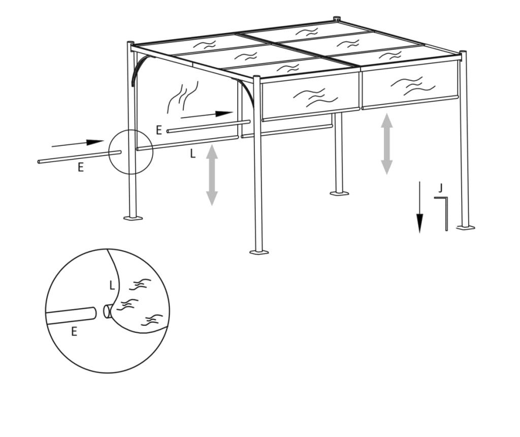 Vrtna pergola s sklopivim krovom u boji sivkasto smeđe 3x3m 180 g/m² - 6