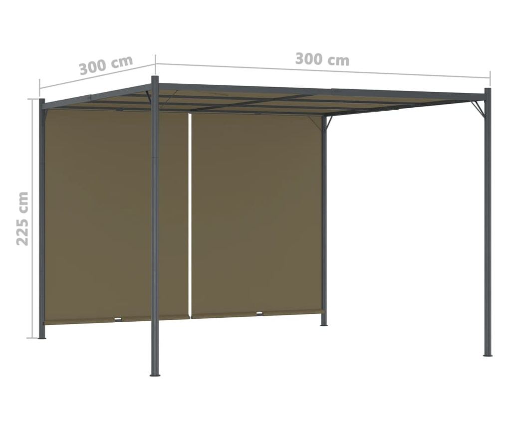 Vrtna pergola s sklopivim krovom u boji sivkasto smeđe 3x3m 180 g/m² - 7