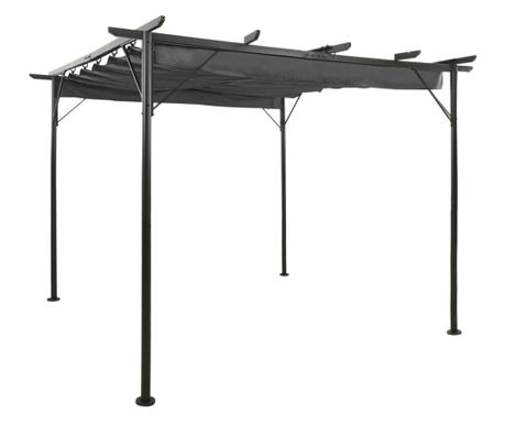 Pergola s pomičnim strešnim sistemom, antracit, 3x3m, jeklo, 180 g/m²
