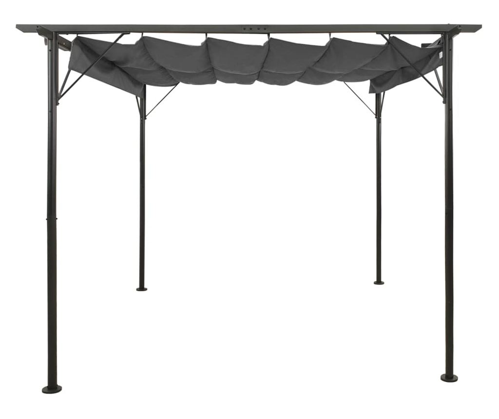 Pergola s uvlačnim krovom, antracit, 3x3m, čelik, 180 g/m² - 2