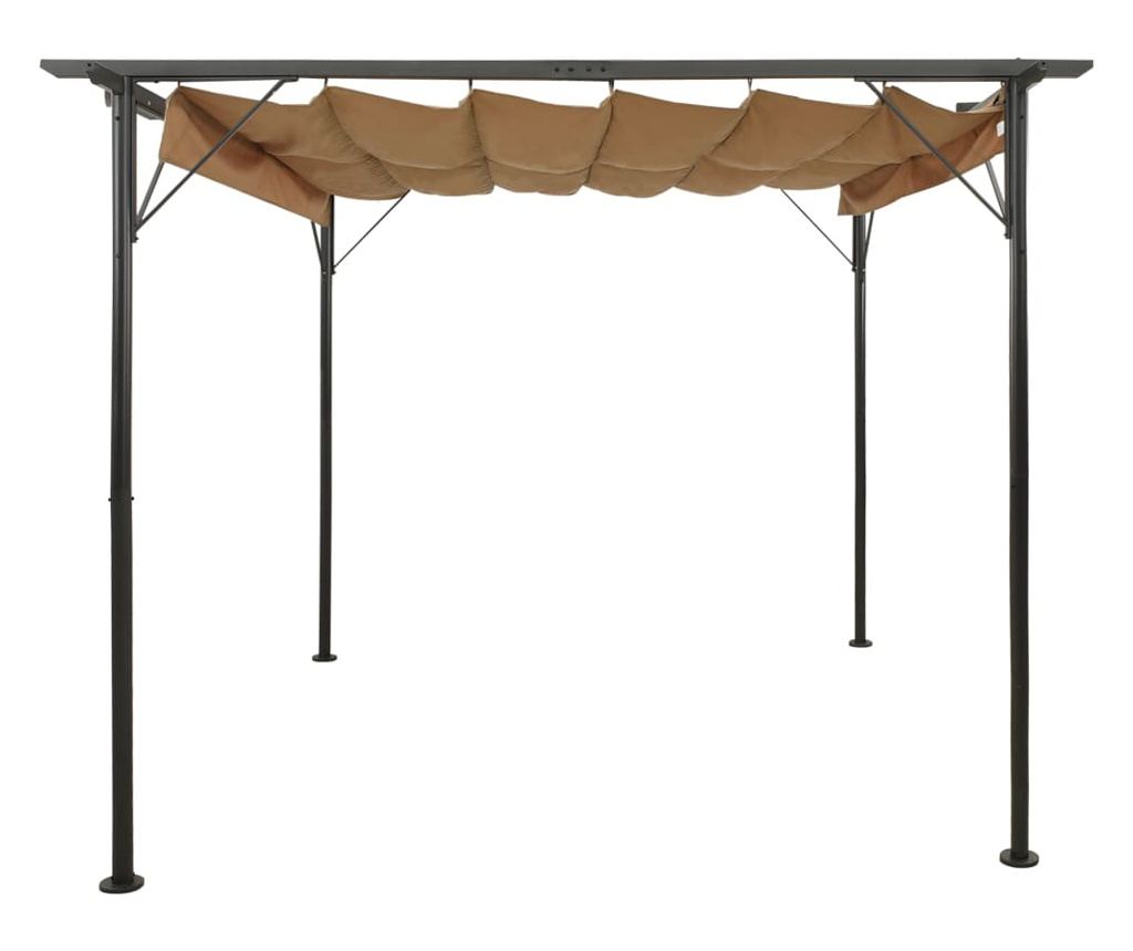 Pergola s uvlačnim krovom, sivo-smeđa, 3x3 m, čelik, 180 g/m² - 2