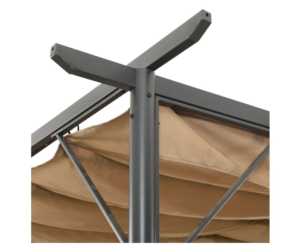 Pergola s uvlačnim krovom, sivo-smeđa, 3x3 m, čelik, 180 g/m² - 3