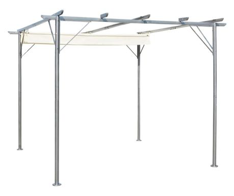 Pergola z zložljivo streho kremno bela 3x3 m jeklo 